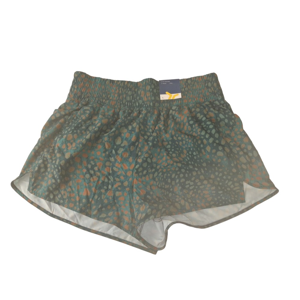 Old Navy Active Womens Green Leopard Print Extra High Rise Quick Dry Shorts L
